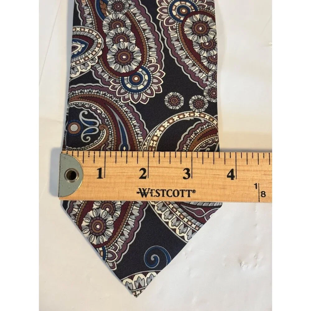 Christian Dior Monsieur Paisley‎ Silk Neck Tie Black/Burgundy 3.75